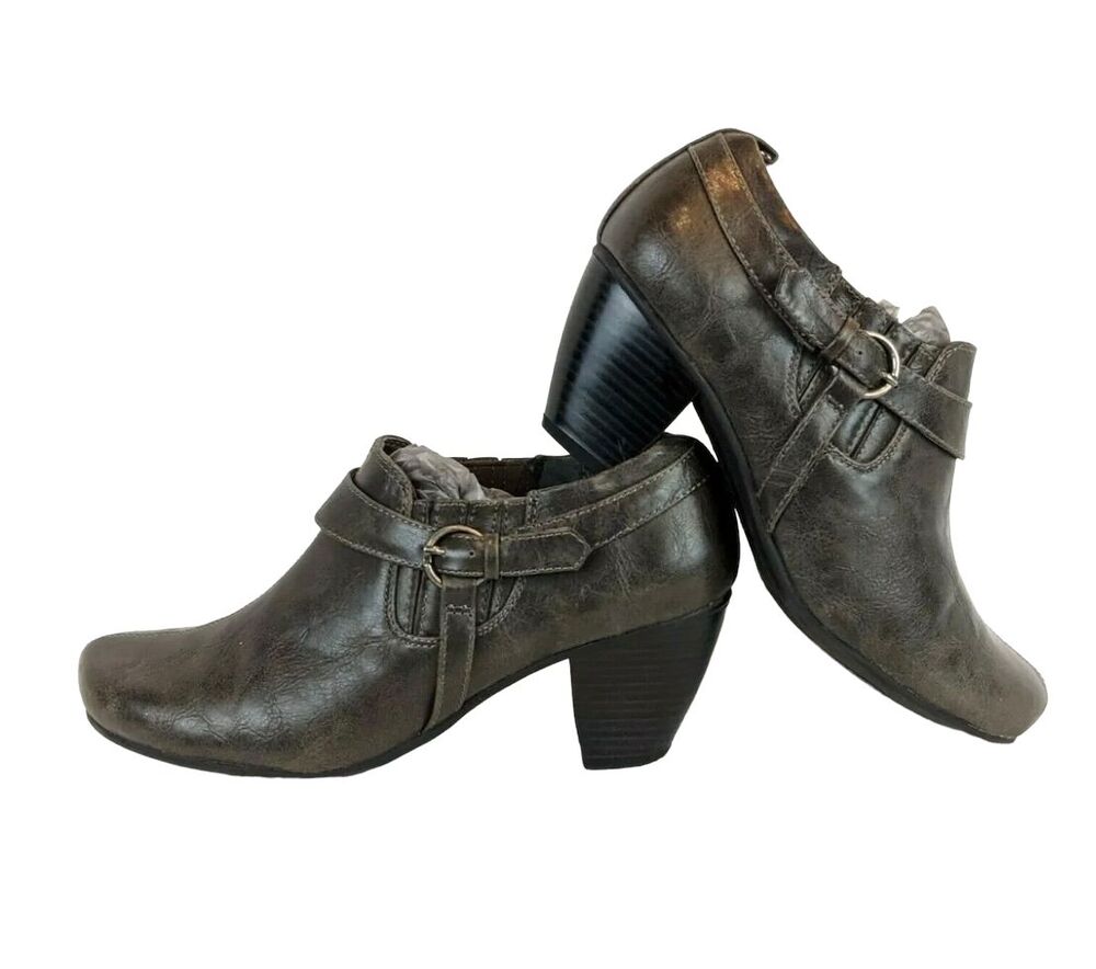 WEAR EVER by Bare Traps Gray Clover Moto Shootie w Straps Bootie Size 7